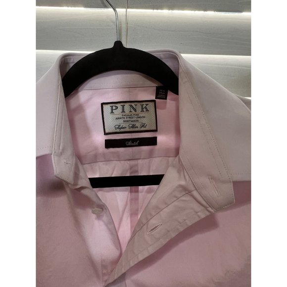 Thomas Pink Stretch Long Sleeve Button Up Shirt - Size 15.5 - Picture 2 of 3